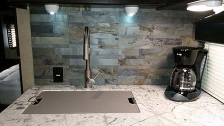 Travel Trailer Kitchen in Aspect's Medley Slate