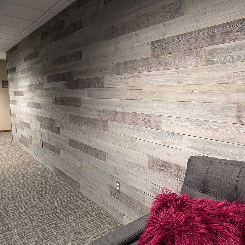 Rustic Grove's Mixed Gray-Dark on basement wall